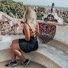 Load image into Gallery viewer, Women Summer Beach Casual Open Back Pompom Fur Ball Strap Mini Dress Female Backless Sexy Short Dress F83035